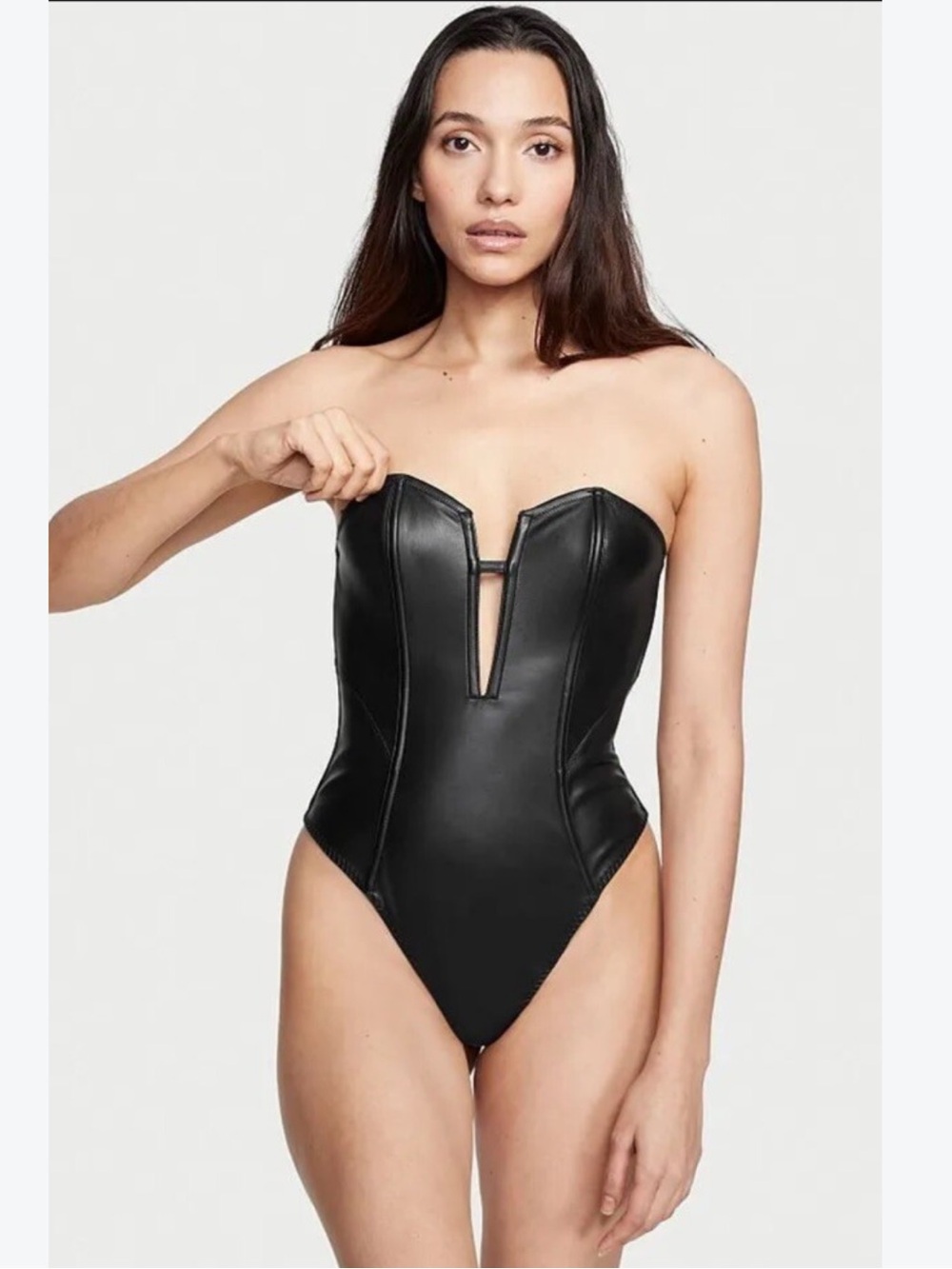 Victorias Secret Faux Leather Bodysuit